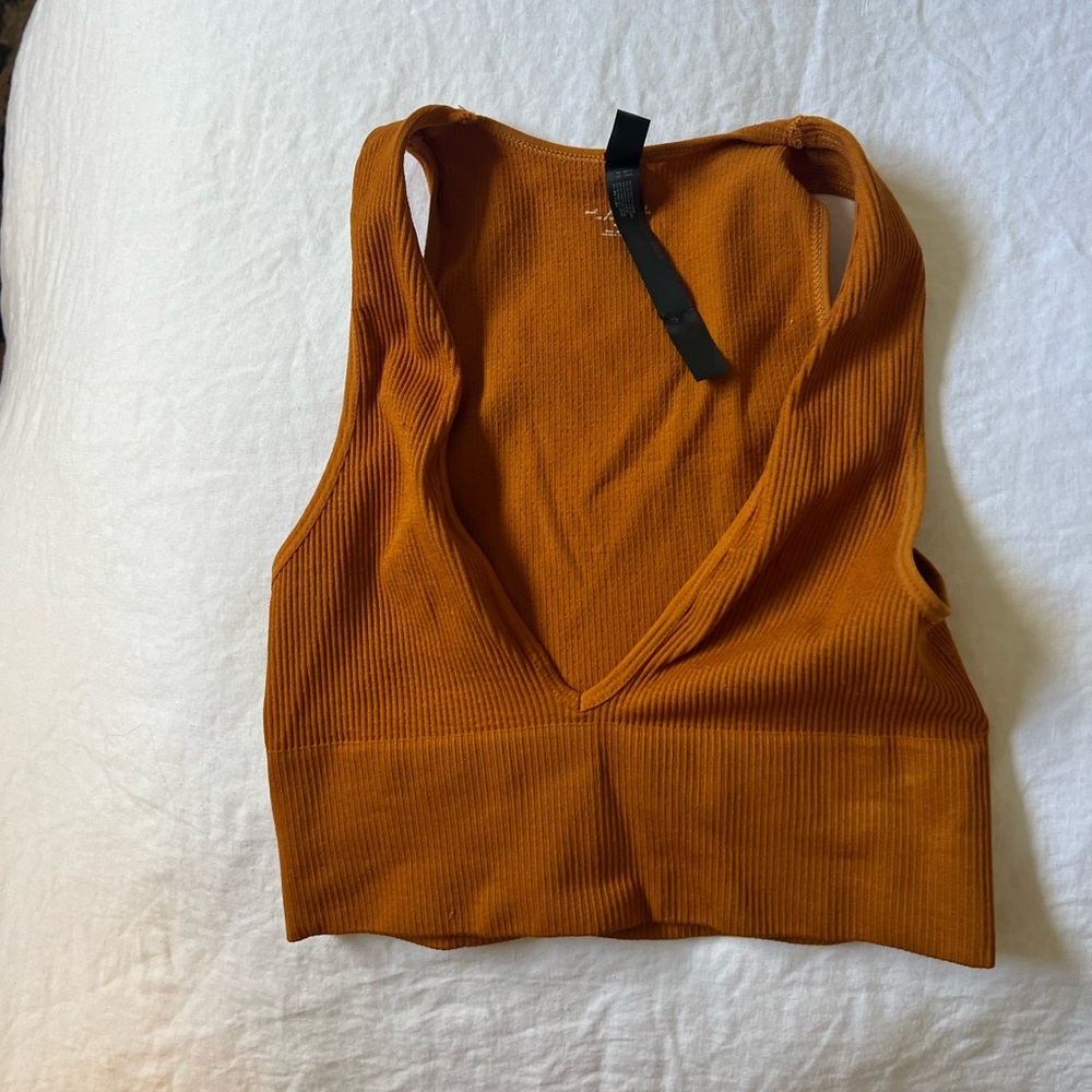 Free People Orange Ribbed Tank Top